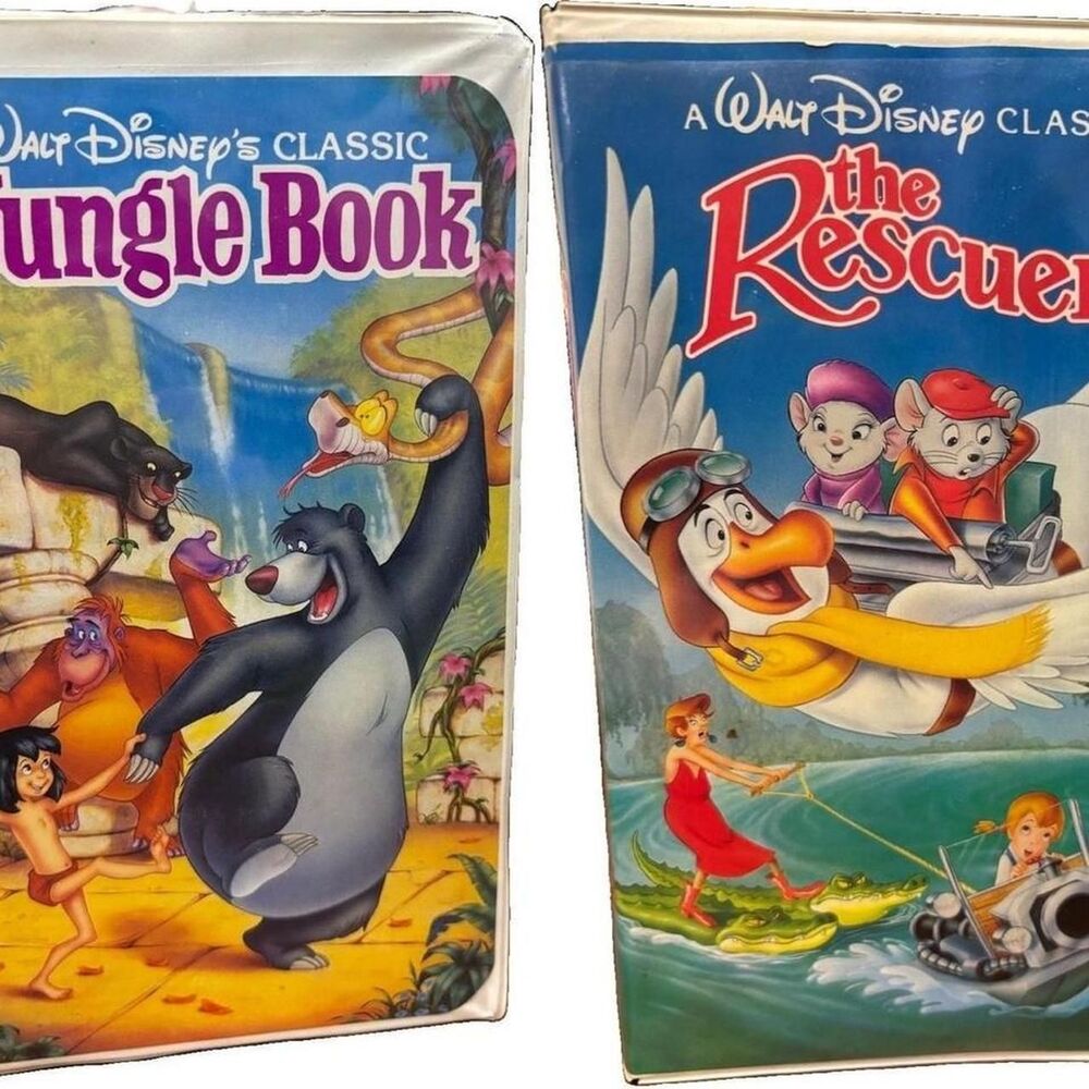 Disney Black Diamond Classics VHS Lot The Jungle Book The Rescuers Clamshell